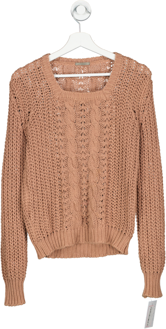 Uterque Brown Crochet Style Jumper UK M