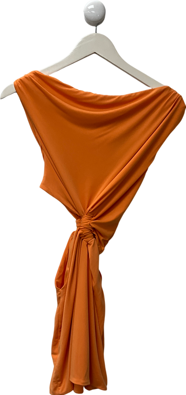 Mars the Label Orange Venus Asymmetric Knot Detail Mini Dress UK 6