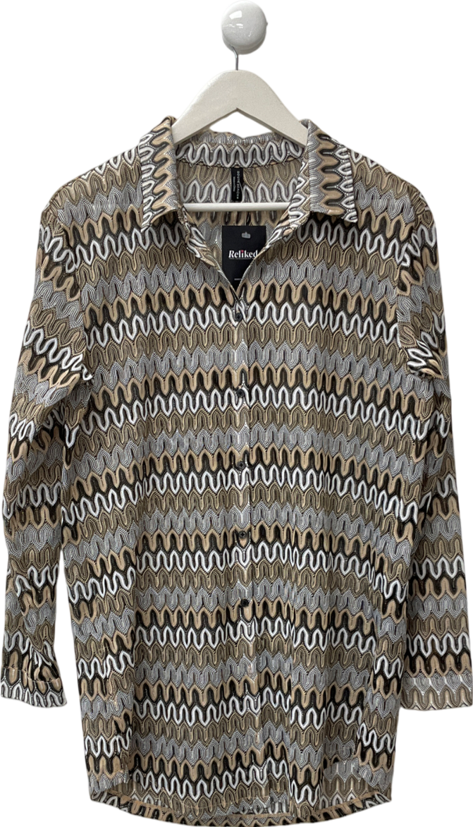 South Beach Beige Crochet Beach Bikini Overshirt UK XS/S