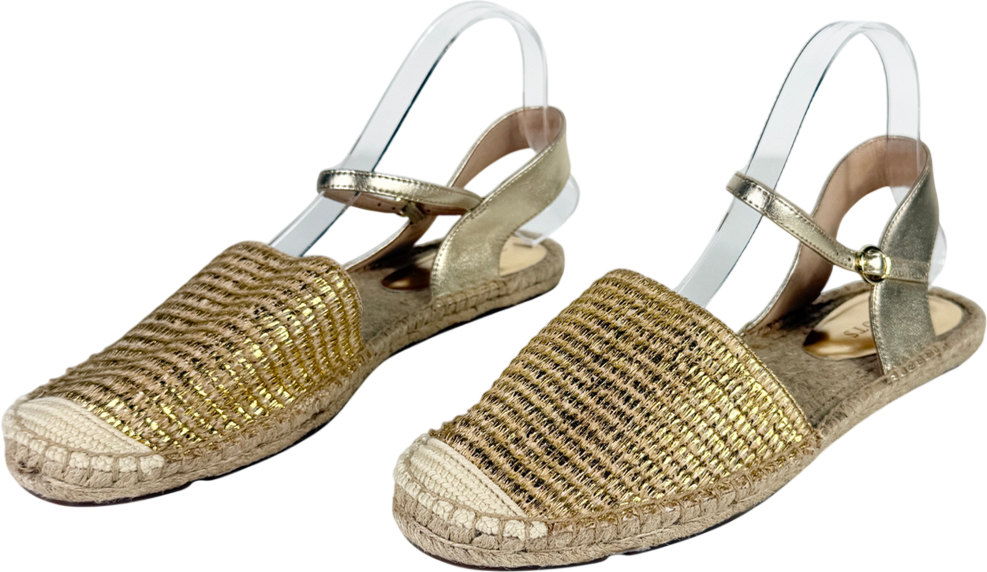 Talbots Metallic Natural Izzy Dorsay Espadrilles Flats UK 7.5 EU 40.5