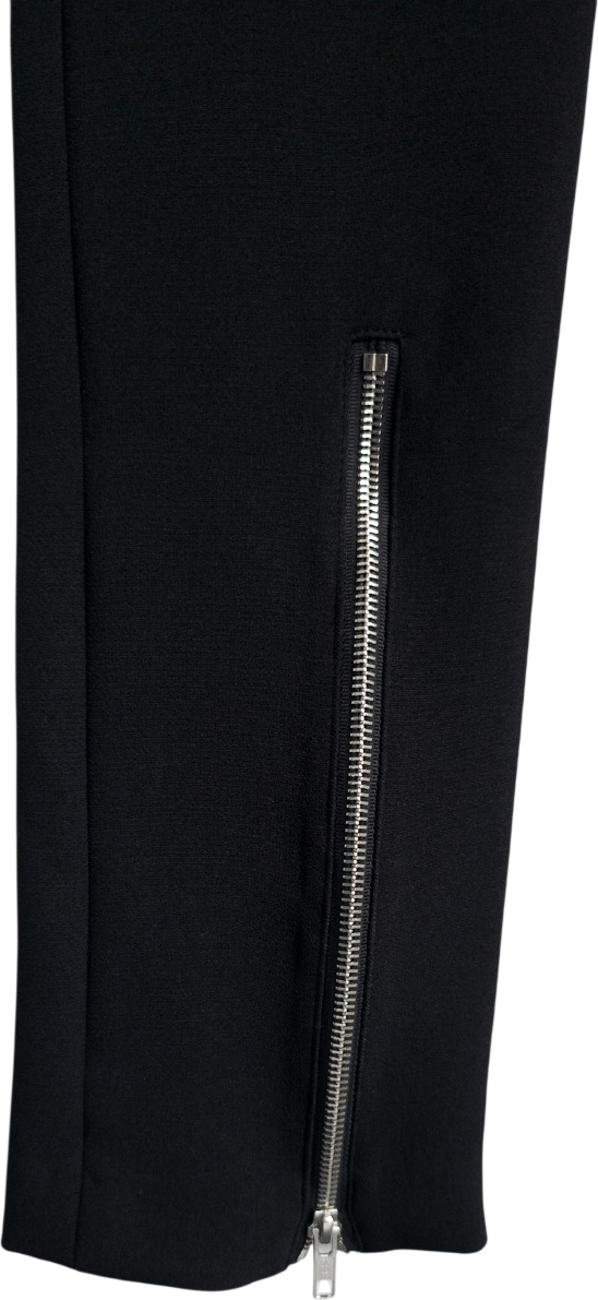 FRANKIE SHOP Black Slim Leg Stretch Trousers With Zips UK S