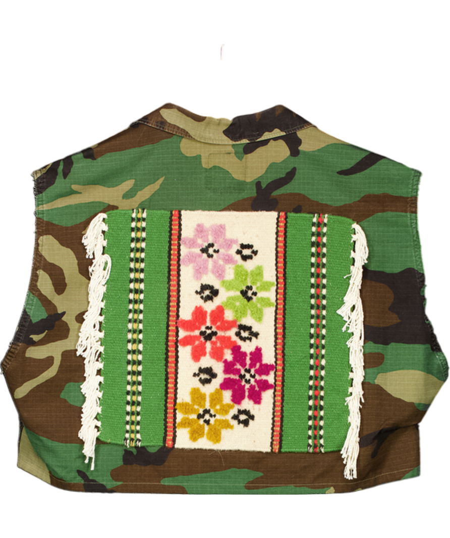 PicknWeight (RE) Collection Green Sleeveless Camo Crop Vest UK M