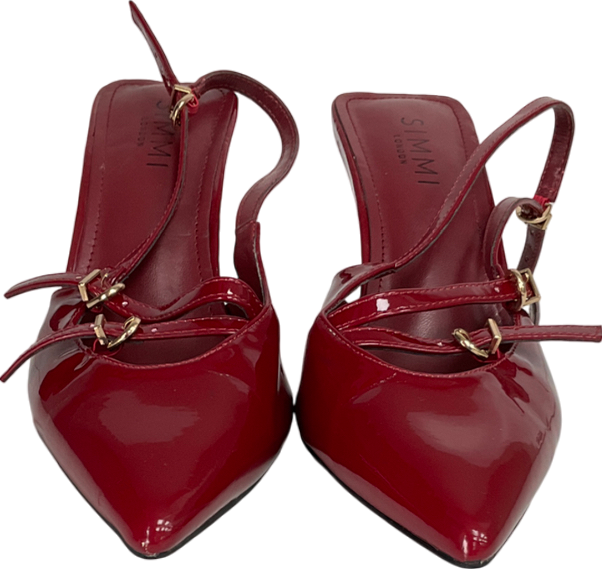 Simmi London Aska Red Patent Sling Back Court Shoes UK 5 EU 38 👠