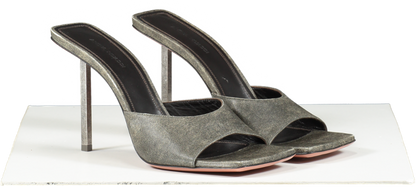 Amina Muaddi Grey Exclusive Laura Leather Sandals UK 7 EU 40 👠