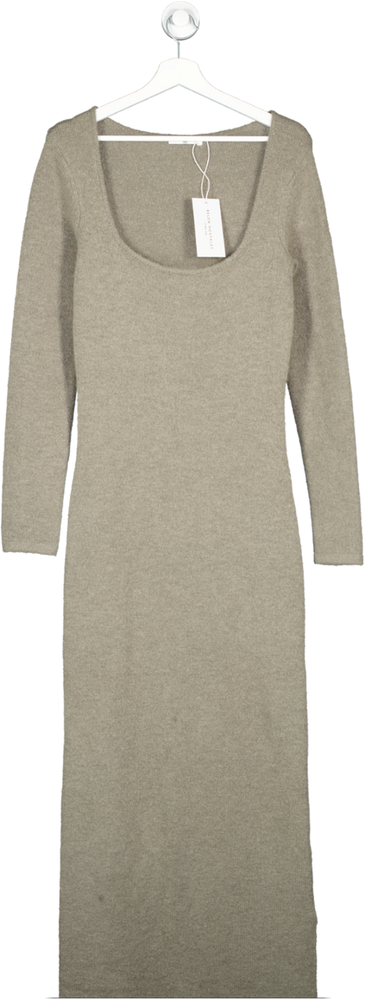 NA-KD Grey Wool Blend Knitted Maxi Dress UK M