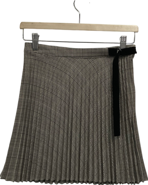 Next Beige Pleated Neutral Checked Kilt Skirt UK 6