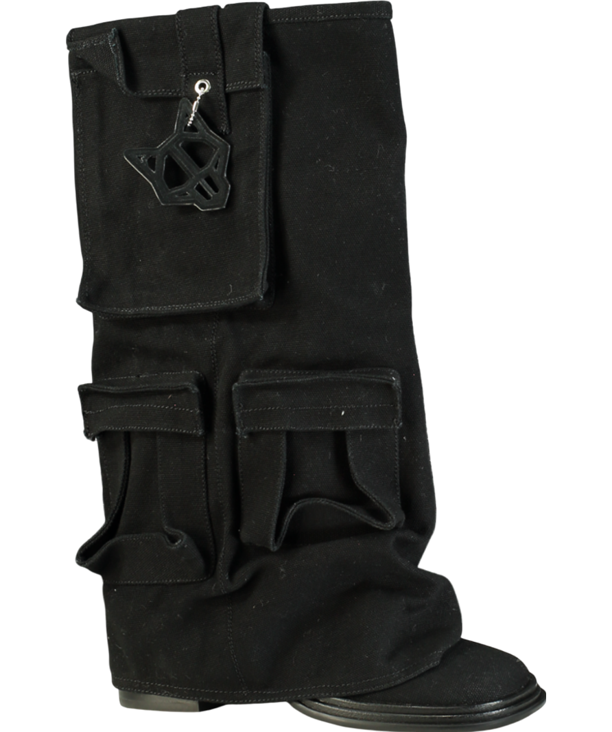 Naked Wolfe Black Natalia Canvas Cargo Boot UK 4 EU 37 👠