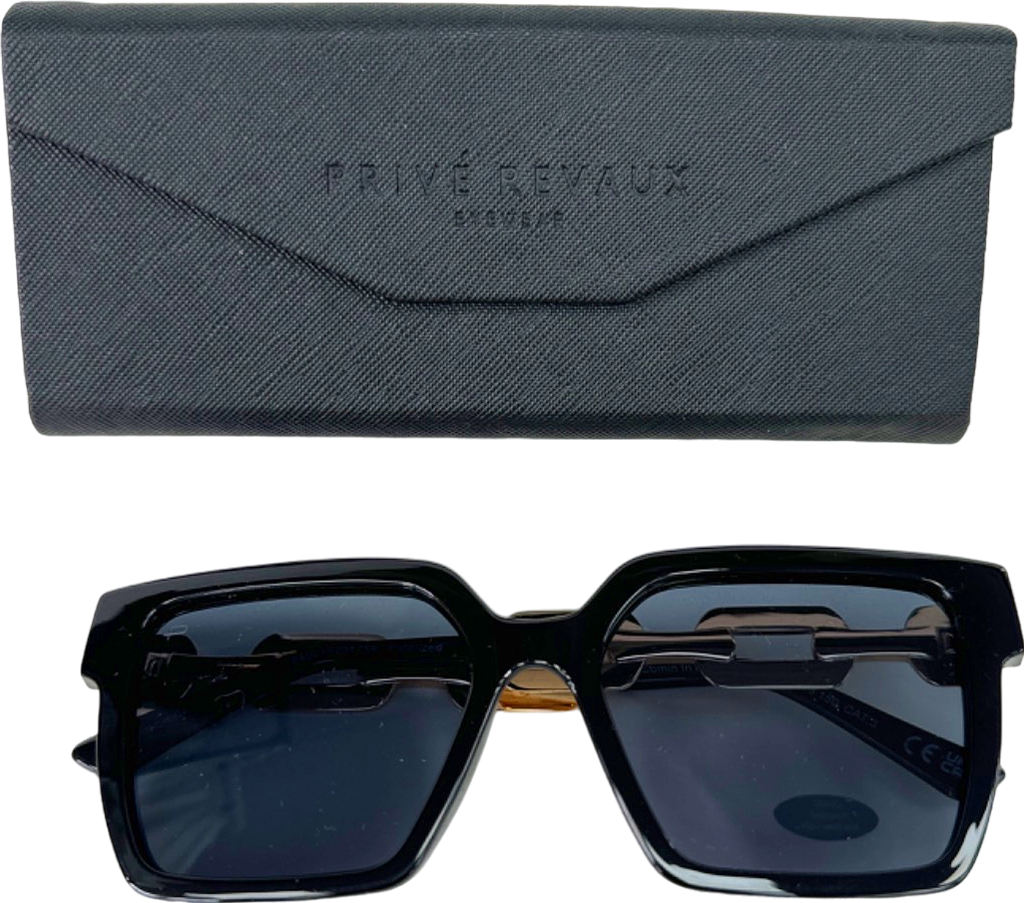 Prive Revaux Black Gold Chain Link Square Sunglasses