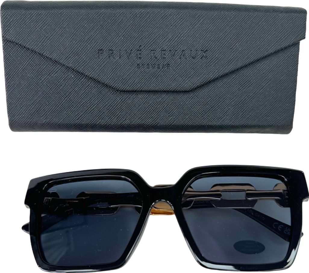 Prive Revaux Black Gold Chain Link Square Sunglasses