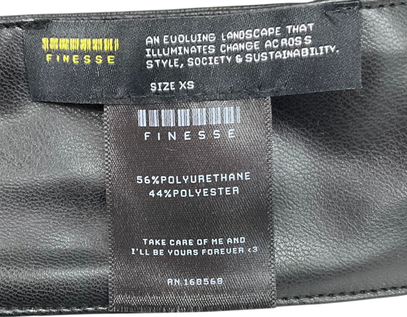 Finesse Kristin Black Vegan Leather Skirt UK XS