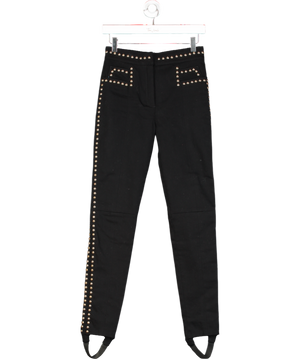 Balmain Black Cotton Denim Studded Stirrup Jeans UK XS/S