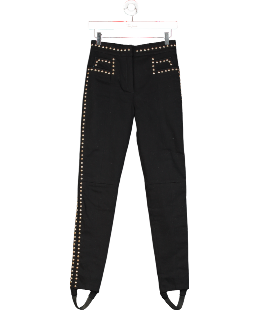 Balmain Black Cotton Denim Studded Stirrup Jeans UK XS/S