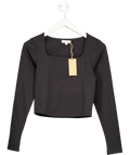 RISE Black Square Neck Long Sleeve Top UK 8