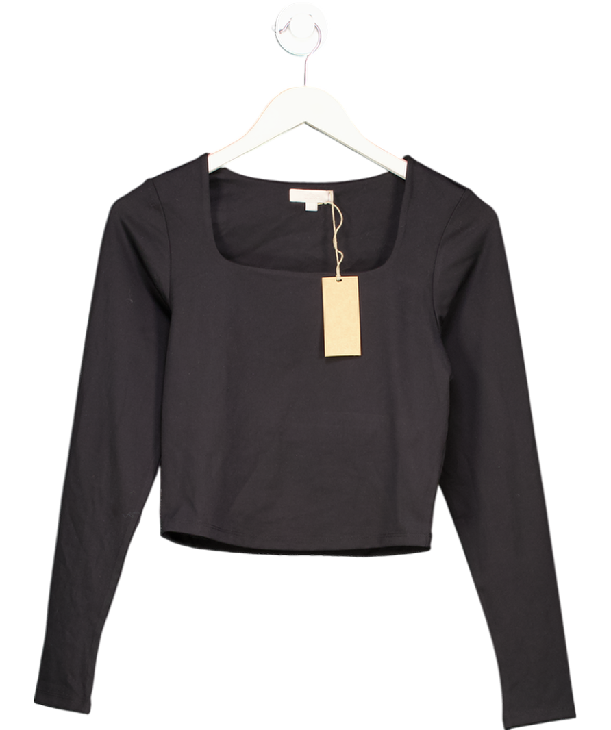 RISE Black Square Neck Long Sleeve Top UK 8