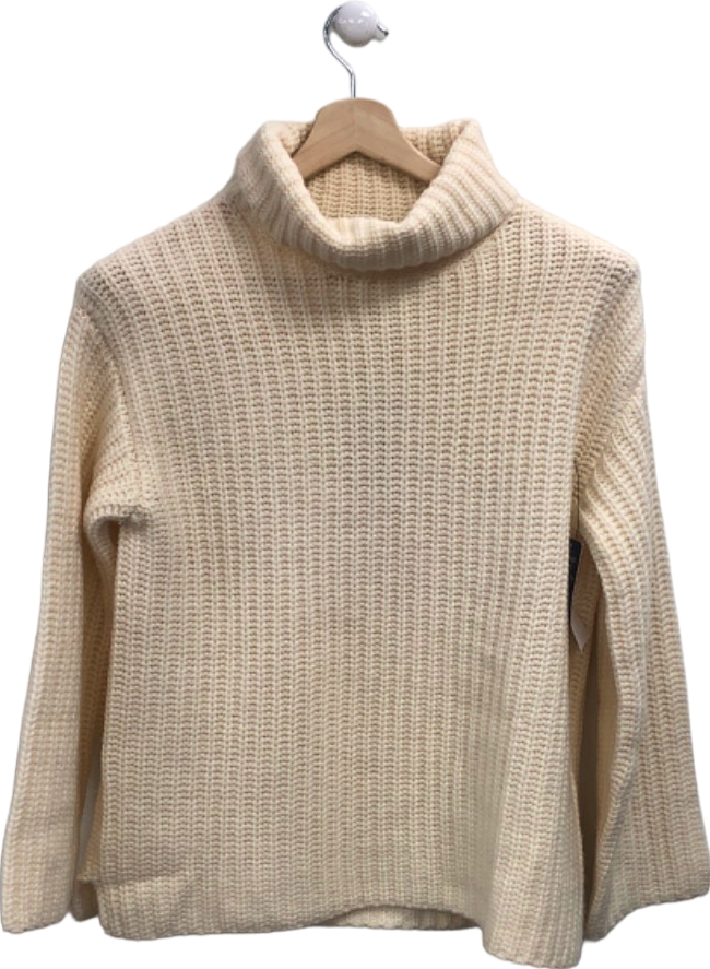 WYSE LONDON Ivory Cashmere Blend Coral Chunky Roll Neck Jumper UK S