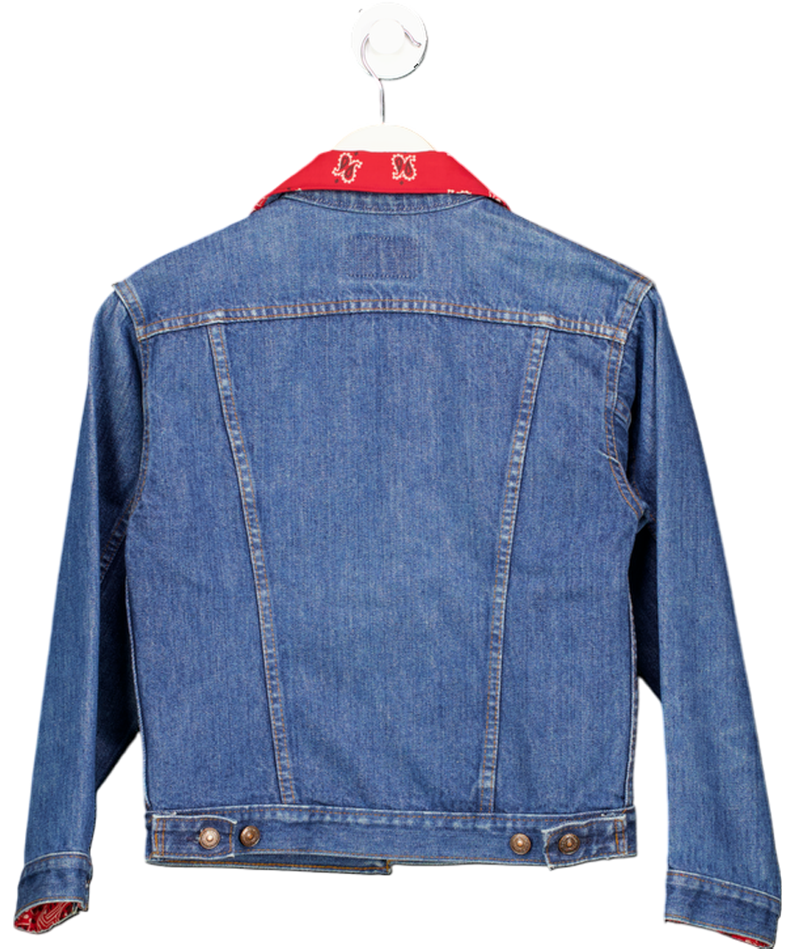 Reformation Blue X Levi's Reworked Denim Jacket With Paisley Collar UK XS