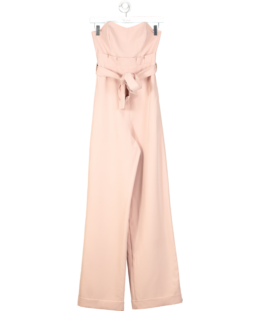 ASOS Pink Strapless Bandeau Tie Waist Wide Leg Jumpsuit UK 6
