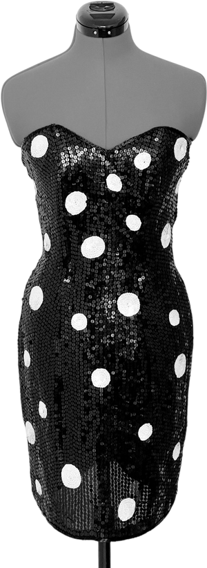 IMAGES Black / White Sequin Polka Dot Mini Dress UK 10