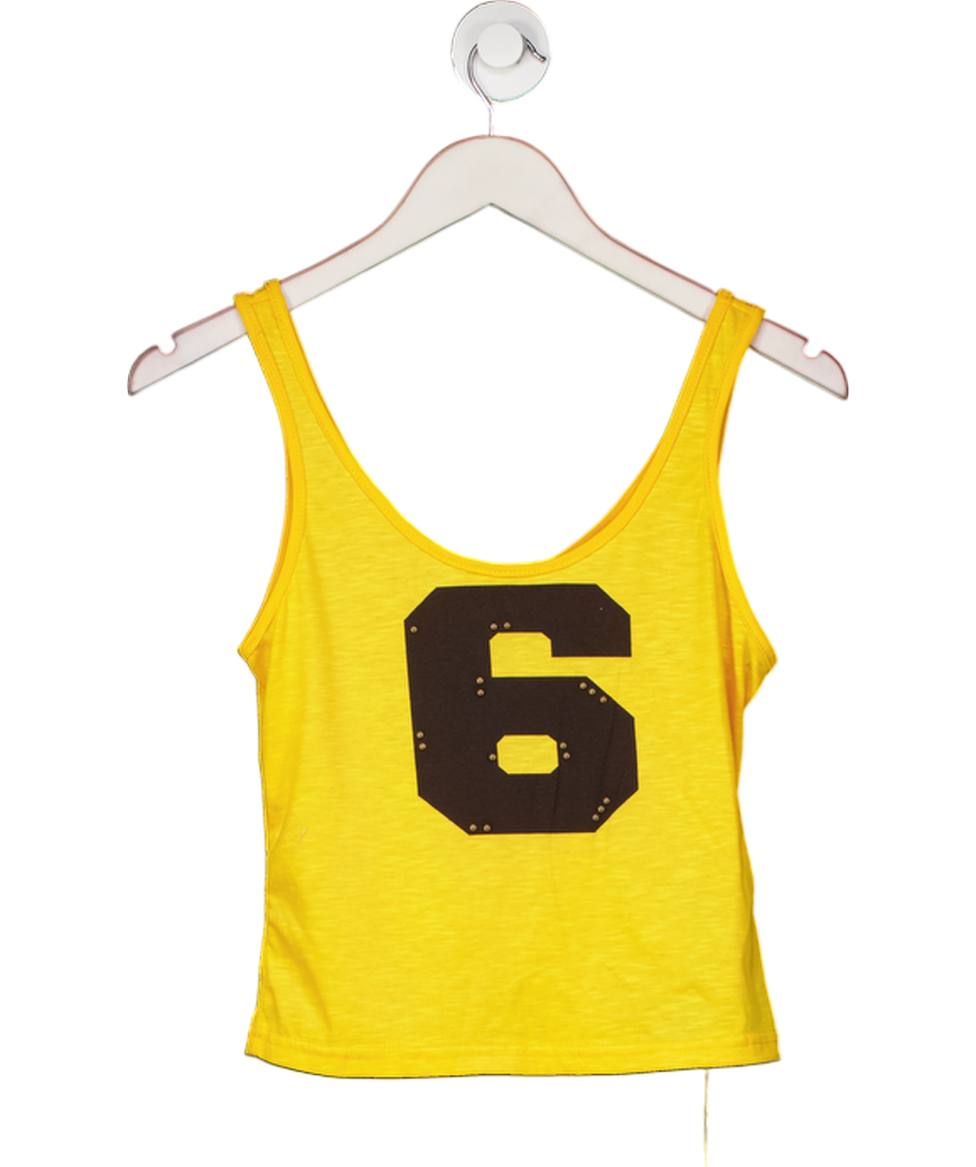 Sumwon Yellow Studded Print Jersey Tank Top UK S