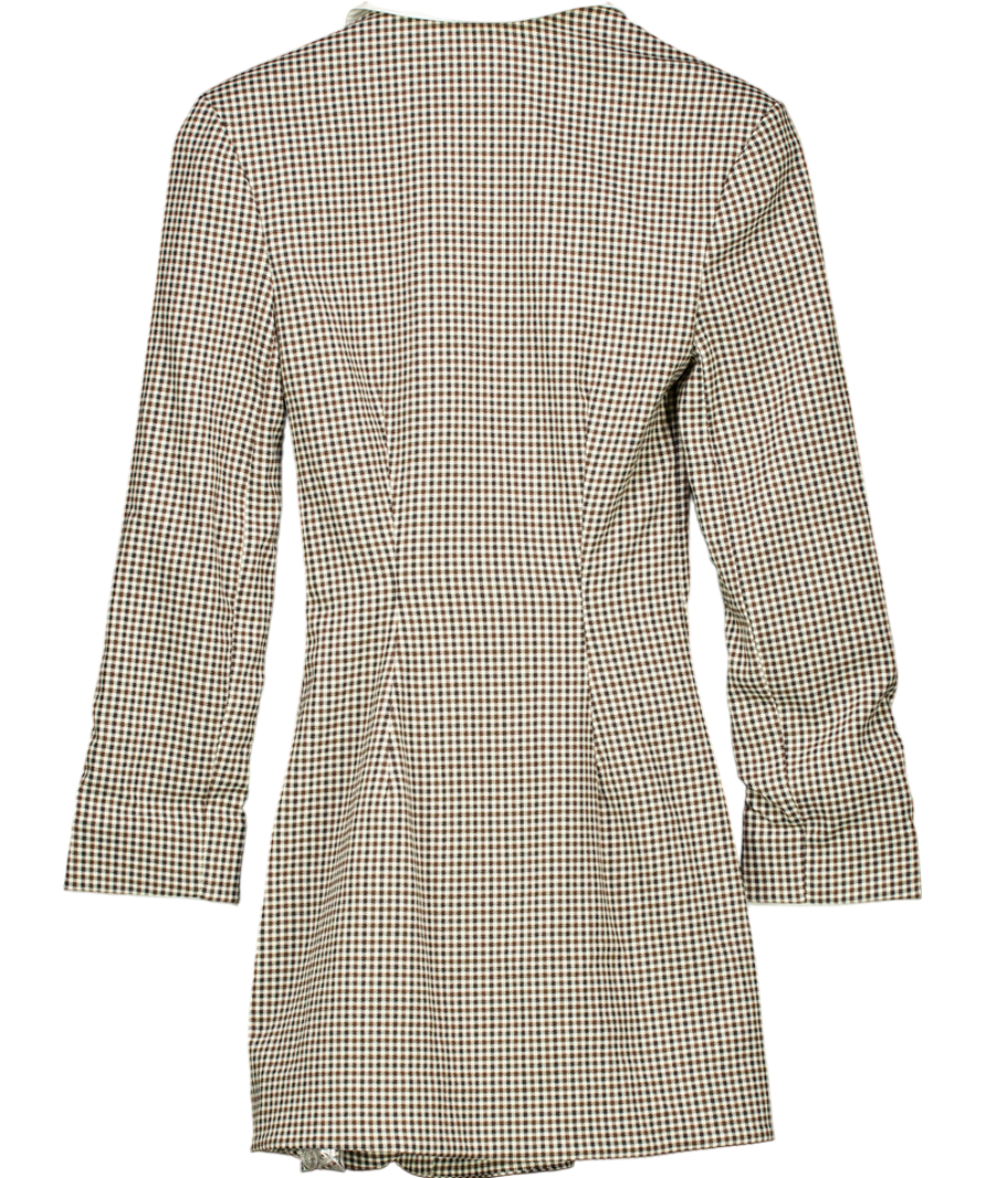 House of CB Black Brown Puppytooth Check Bodycon Mini Dress UK 6