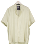 Incerun Cream Short Sleeve Collarless Striped Shirt UK XL
