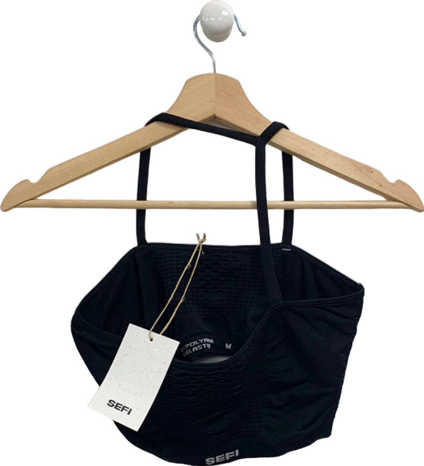 Sefi Black Waffle Asymmetric Bandeau Bra UK M