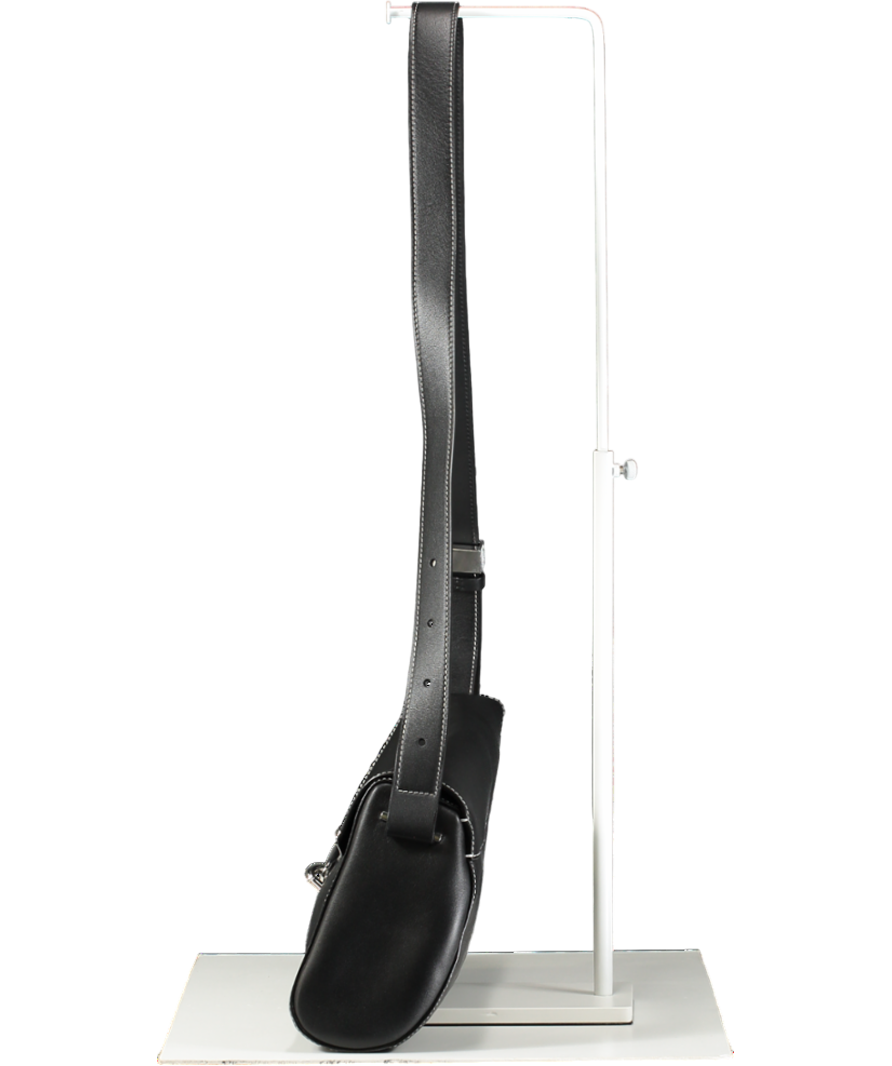 TAD FAB Black Softie Midi Calfskin Leather Shoulder Bag One Size