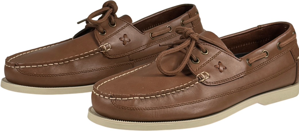 Polo Ralph Lauren Tan Brown Leather Boat Deck Shoes UK 9 EU 43 👞