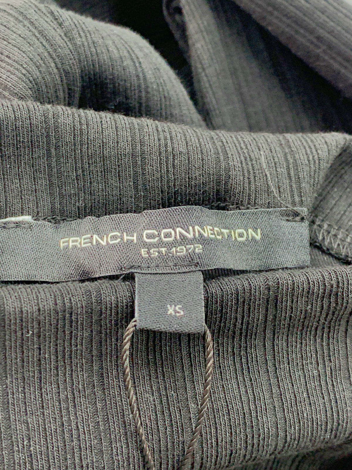 French Connection Black Ribbed Turtleneck Top UK XS