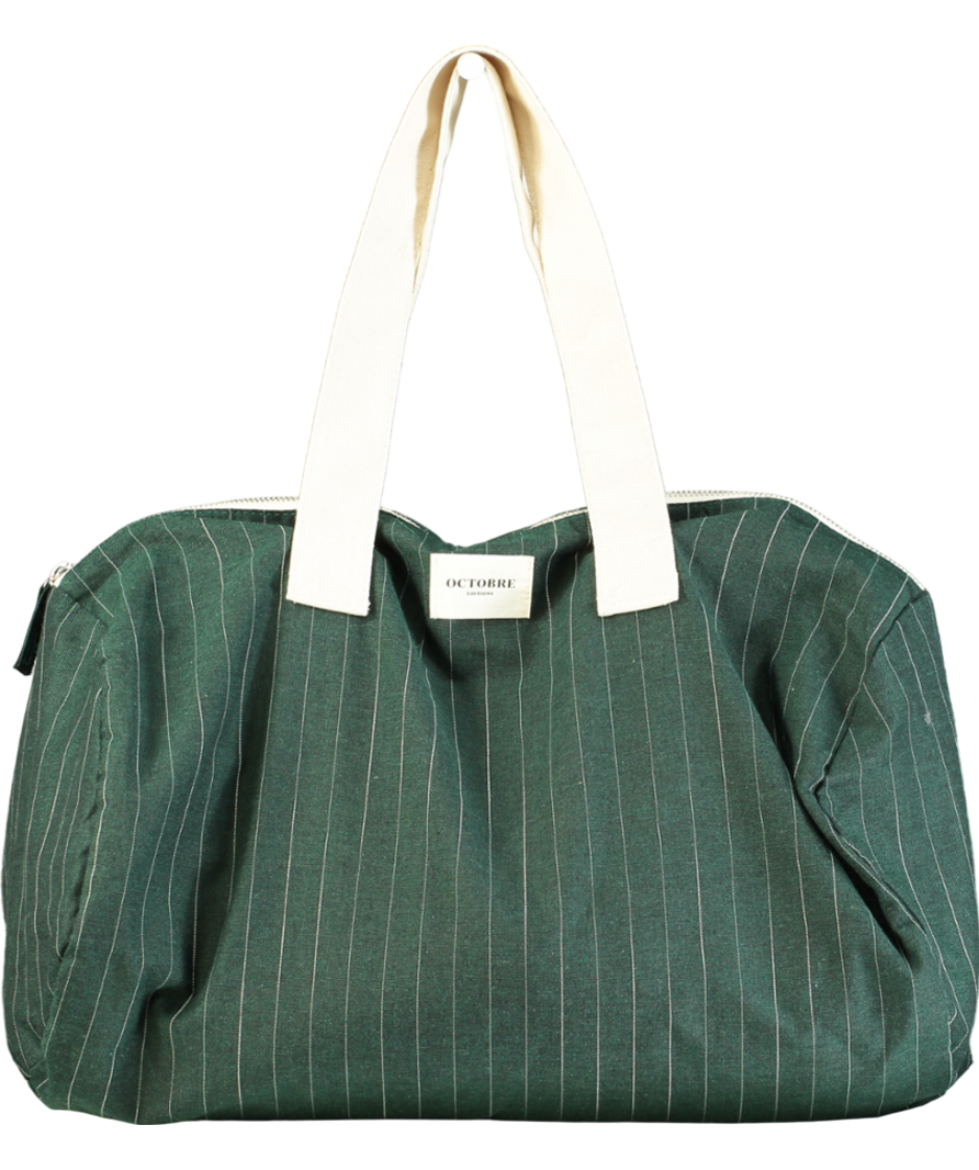Sezane octobre Green Bowling Canvas Tote Bag