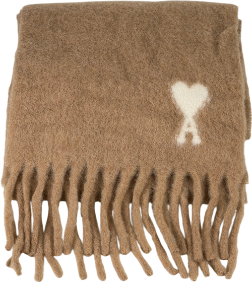 AMI PARIS Camel Beige Alpaca Blend Off Ami De Coeur Scarf