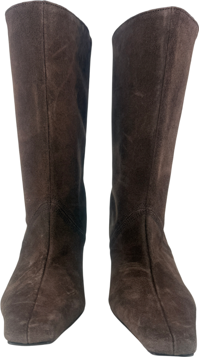 ASOS Brown Calloway Premium Suede Wide Leg Pull On Boots UK 5 EU 38 👠