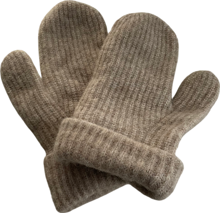 Arket Beige Wool-alpaca Blend Mittens One Size
