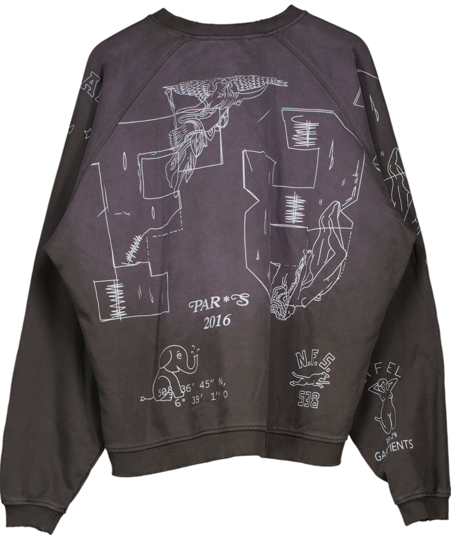 no faith studios Black 25ss Authentic 90s Us Crewneck Washed Out UK L