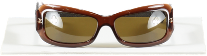 Chanel Brown Rectangle Studded Sunglasses One Size