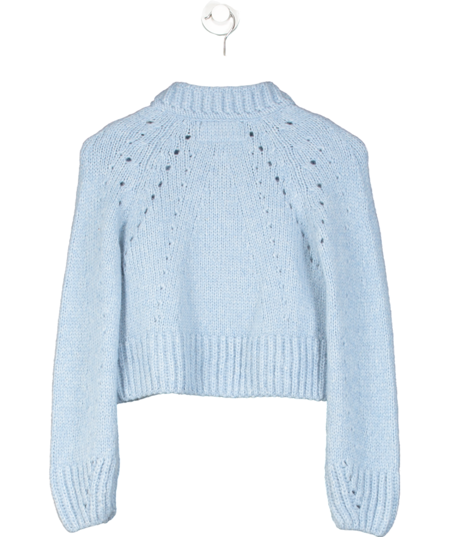 ERMANO SCERVINO Powder Blue Alpaca Button Cardigan UK XS