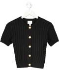 H&M Black Cable-knit Cardigan With Gold Button UK XS