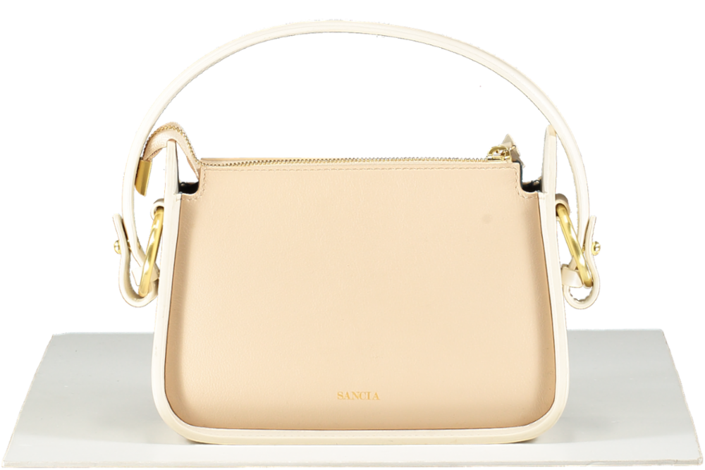 Sancia Beige The Aura Mini Almond Leather Handbag