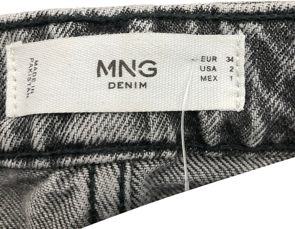 MANGO Black Havana Straight Leg High Waisted Jeans UK 6