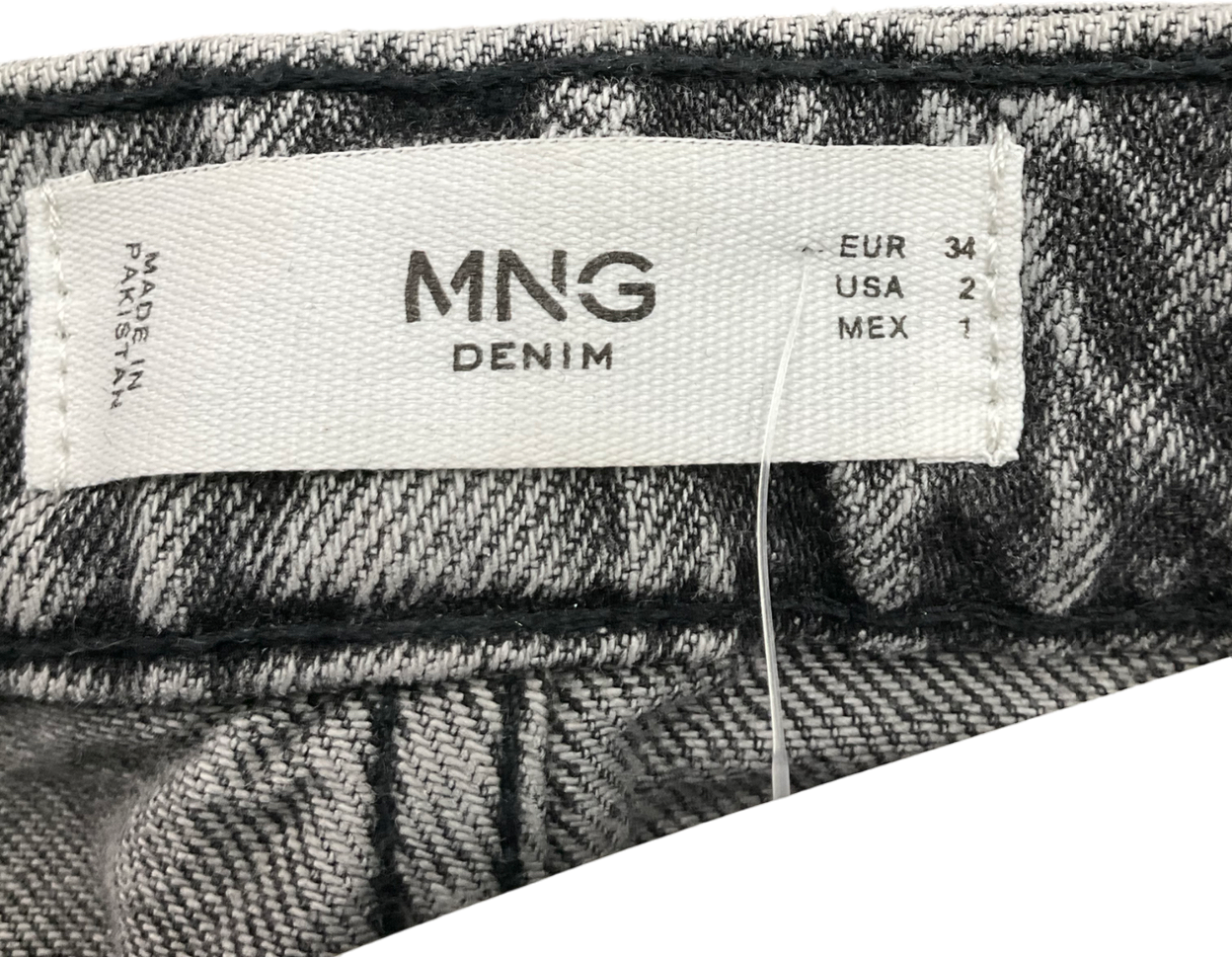 MANGO Black Havana Straight Leg High Waisted Jeans UK 6