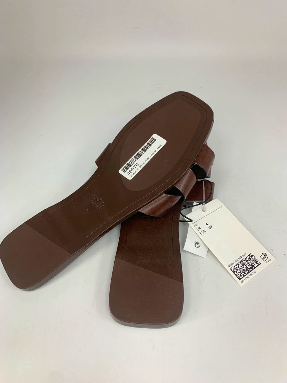 H&M Brown Leather Flat Sandals UK 4