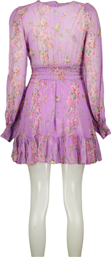 ByTimo Purple Lilac Mini Long Sleeved Dress In Plum Garden UK M