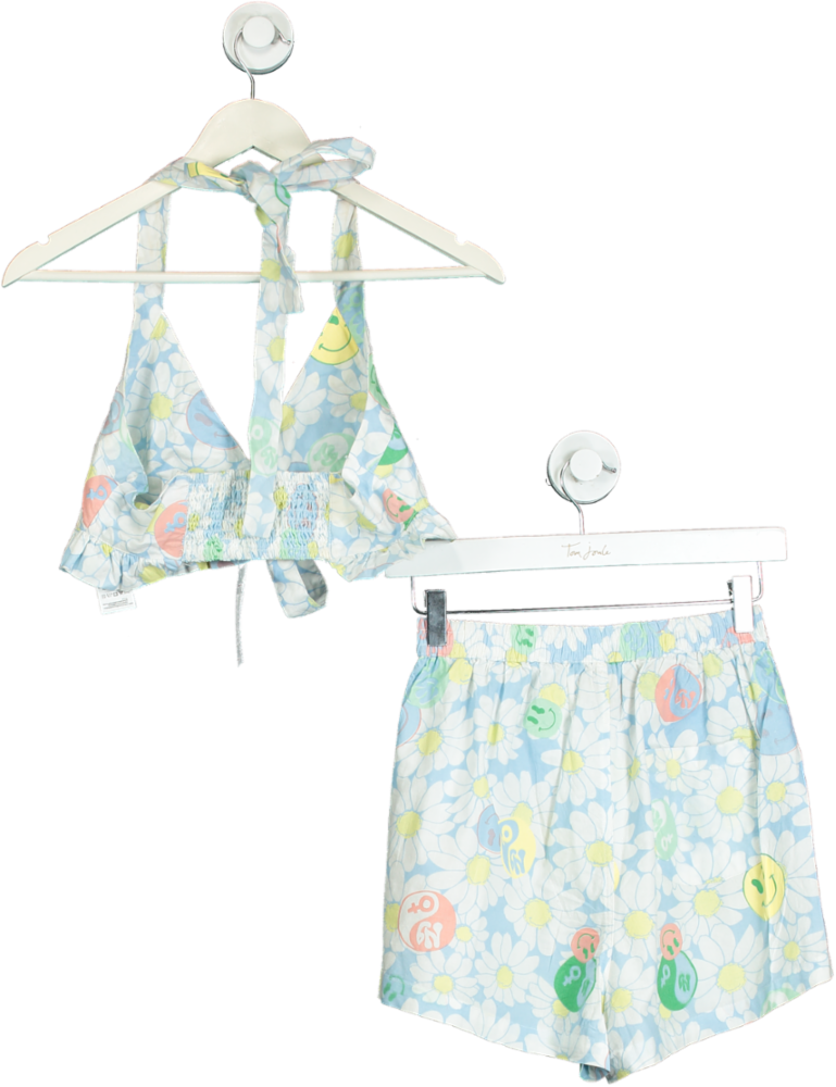 NGOrder Multicolour Smiley Daisy Print Halter Top and Shorts Set UK 8