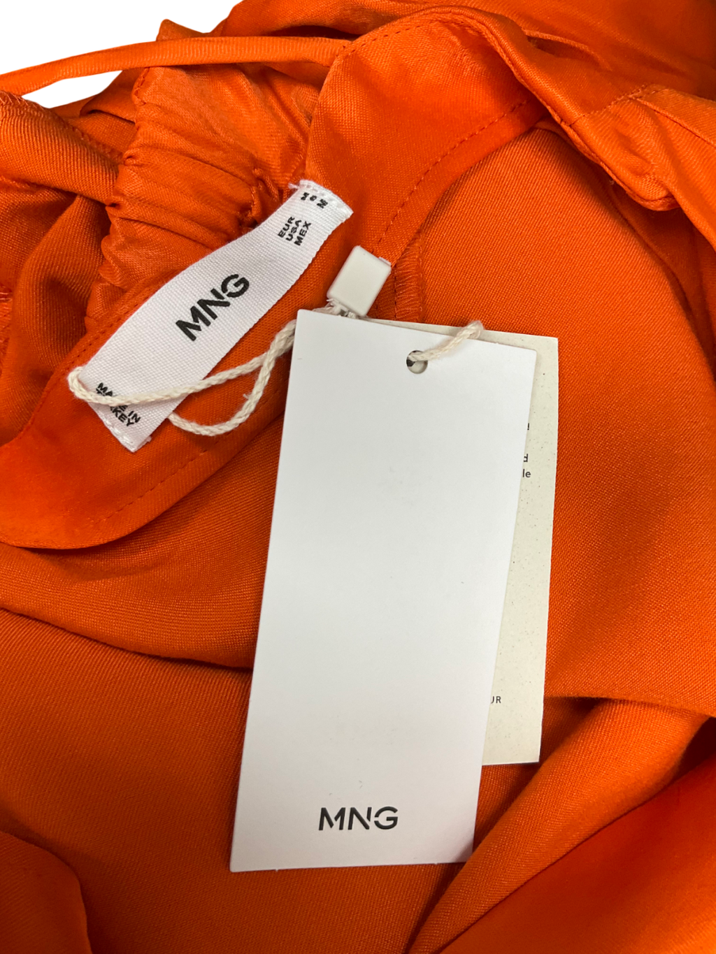 MANGO Orange Satin Deep V Blouse UK M