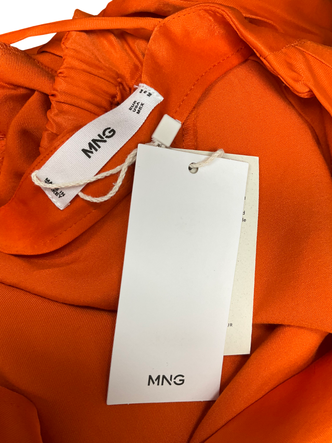 MANGO Orange Satin Deep V Blouse UK M