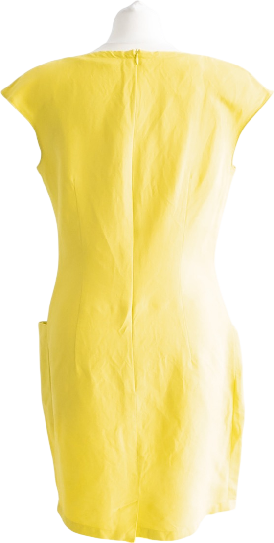 MAX & CO Yellow Linen / Viscose Blend Scoop Neck Mini Dress With Pockets Us10 UK 14