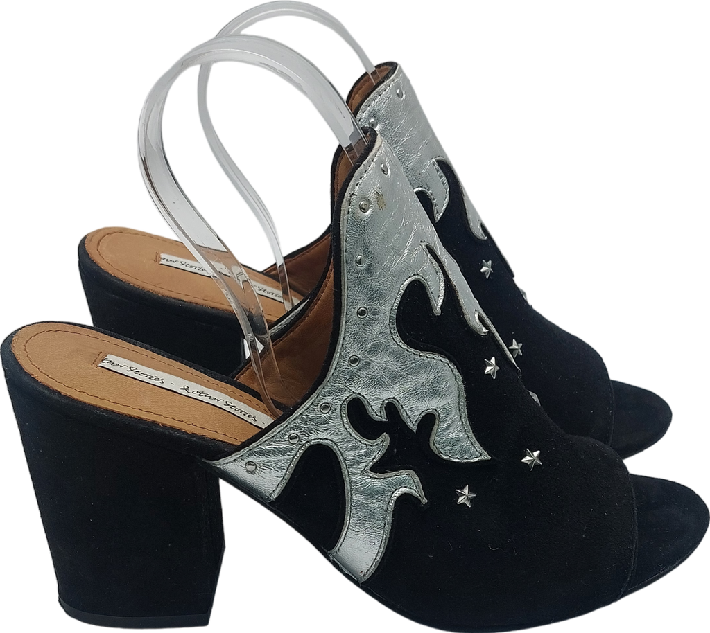 & Other Stories Black Metallic Flame Heeled Mules UK 4 EU 37 👠