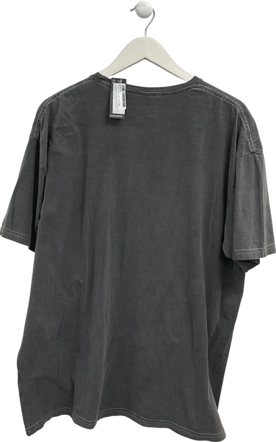 boohooMan Grey Oversized Wash Worldwide T-shirt UK M