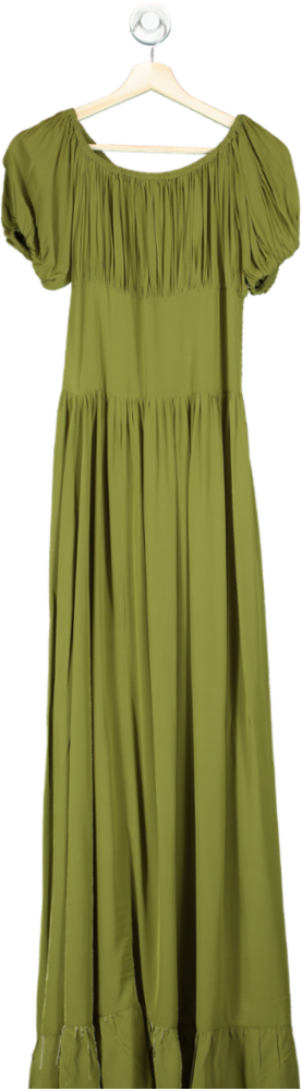 EVARAE Green Crepe de Chine Hestia Maxi Dress UK 8
