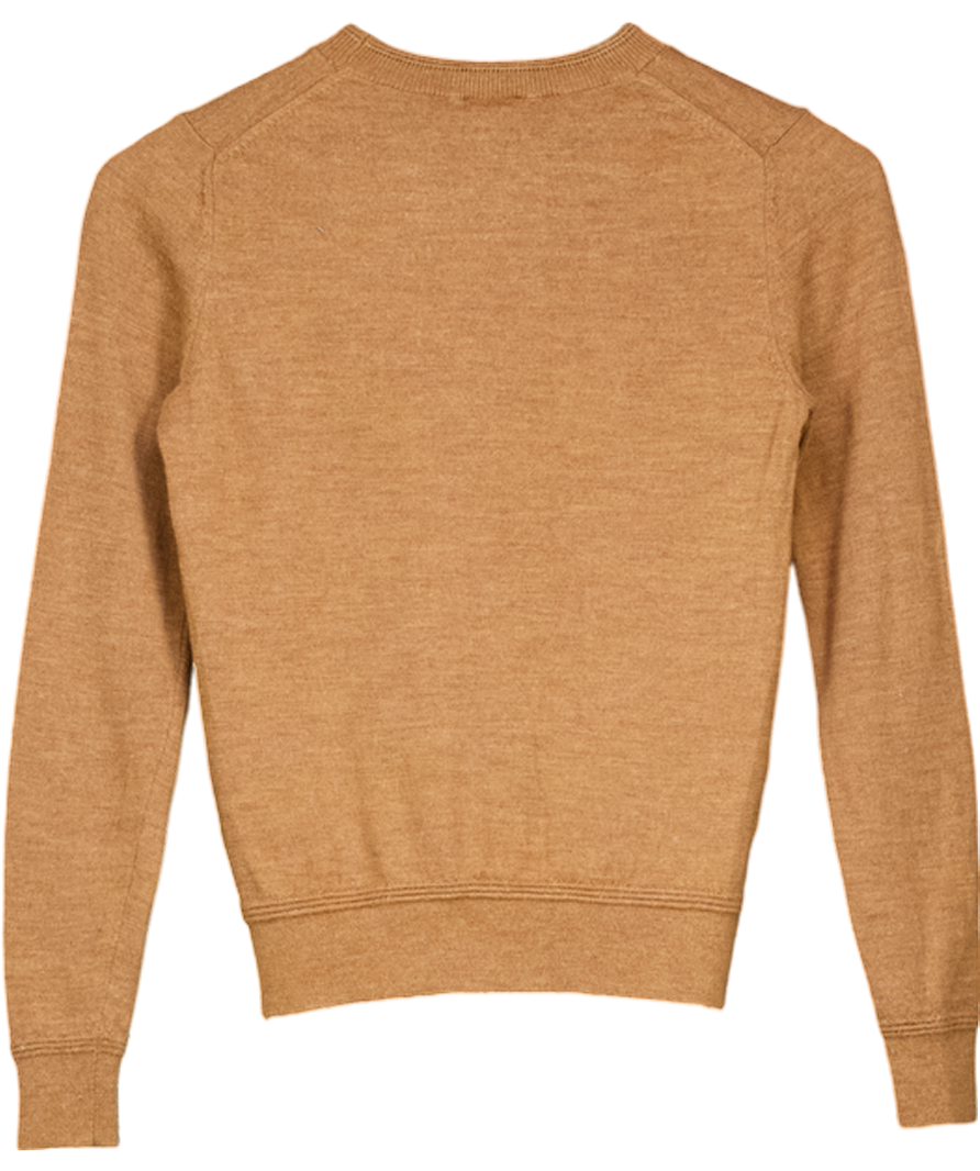 GAP Camel / Brown Merino Wool Fitted Crew Neck Jumper UK XS
